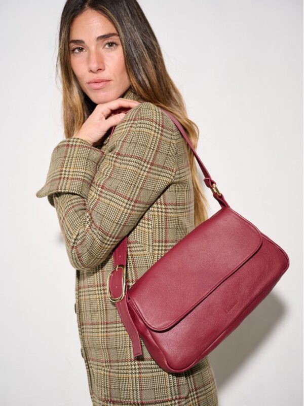 Bolso de piel burdeos elsa